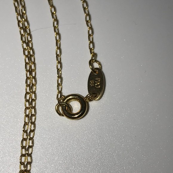 18" 18kg Vermeil Cable chain with Diamond and Ruby Heart Pendant - Picture 6 of 9